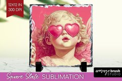 Valentine Angel Slate PNG - Cupid Square Slate Sublimation Product Image 1