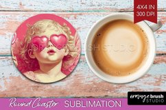 Valentine Angel Round Coaster - Cupid Coaster PNG Product Image 1