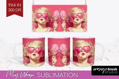 Valentine Angel Mug Wrap - Cupid Mug PNG Sublimation Product Image 1