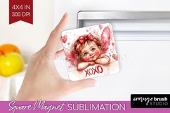 Valentine Angel Magnet Sublimation - Cupid Square Magnet PNG Product Image 1