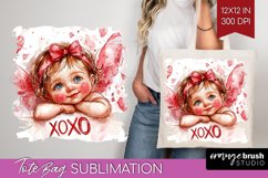 Valentine Angel Tote Bag - Cupid Tote Bag PNG Sublimation Product Image 1
