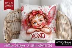 Valentine Angel Pillow Sublimation - Cupid Pillow Cover PNG Product Image 1