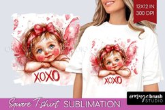 Valentine Angel Square Tshirt Background - Cupid PNG Product Image 1