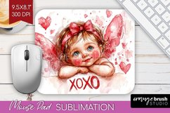 Valentine Angel Mouse Pad Sublimation - Cupid Mousepad PNG Product Image 1