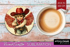 Valentine Angel Round Coaster - Cupid Coaster PNG Product Image 1