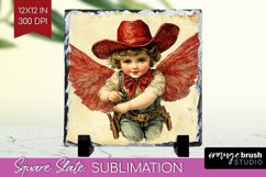 Valentine Angel Slate PNG - Cupid Square Slate Sublimation Product Image 1