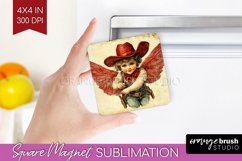 Valentine Angel Magnet Sublimation - Cupid Square Magnet PNG Product Image 1