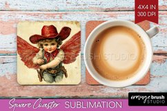 Valentine Angel Square Coaster - Cupid Coaster PNG Product Image 1