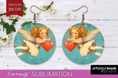 Valentine Angel Round Earrings - Cupid PNG Sublimation Product Image 1