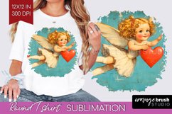 Valentine Angel Round Tshirt Background - Cupid PNG Product Image 1