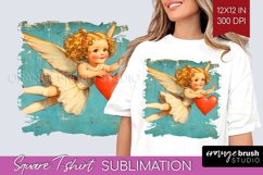 Valentine Angel Square Tshirt Background - Cupid PNG Product Image 1