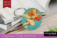Valentine Angel Keychain PNG - Cupid Keychain Sublimation Product Image 1