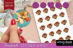 Valentine Angel Round Sticker - Cupid Printable Sticker Product Image 1