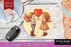 Valentine Angel Car Coaster - Cupid Coaster PNG Sublimation Product Image 1