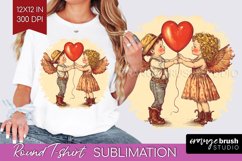 Valentine Angel Round Tshirt Background - Cupid PNG Product Image 1