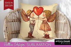 Valentine Angel Pillow Sublimation - Cupid Pillow Cover PNG Product Image 1