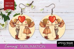Valentine Angel Round Earrings - Cupid PNG Sublimation Product Image 1