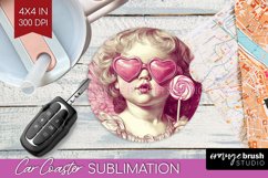 Valentine Angel Car Coaster - Cupid Coaster PNG Sublimation Product Image 1