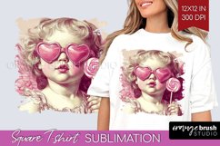 Valentine Angel Square Tshirt Background - Cupid PNG Product Image 1