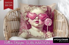 Valentine Angel Pillow Sublimation - Cupid Pillow Cover PNG Product Image 1
