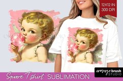 Valentine Angel Square Tshirt Background - Cupid PNG Product Image 1