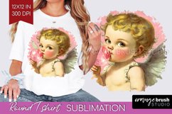 Valentine Angel Round Tshirt Background - Cupid PNG Product Image 1