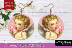 Valentine Angel Round Earrings - Cupid PNG Sublimation Product Image 1