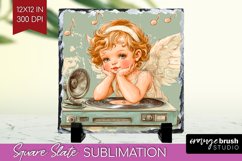 Valentine Angel Slate PNG - Cupid Square Slate Sublimation Product Image 1