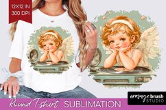 Valentine Angel Round Tshirt Background - Cupid PNG Product Image 1