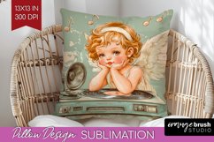Valentine Angel Pillow Sublimation - Cupid Pillow Cover PNG Product Image 1