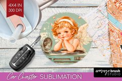 Valentine Angel Car Coaster - Cupid Coaster PNG Sublimation Product Image 1