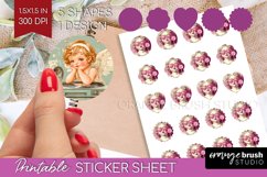 Valentine Angel Round Sticker - Cupid Printable Sticker Product Image 1