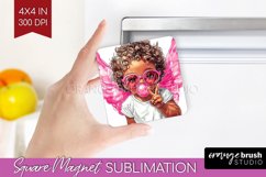 Valentine Angel Magnet Sublimation - Cupid Square Magnet PNG Product Image 1