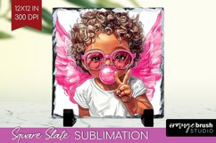 Valentine Angel Slate PNG - Cupid Square Slate Sublimation Product Image 1