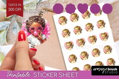 Valentine Angel Round Sticker - Cupid Printable Sticker Product Image 1