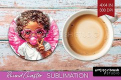 Valentine Angel Round Coaster - Cupid Coaster PNG Product Image 1