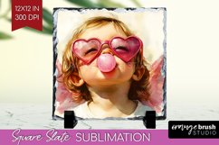 Valentine Angel Slate PNG - Cupid Square Slate Sublimation Product Image 1