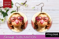 Valentine Angel Round Earrings - Cupid PNG Sublimation Product Image 1