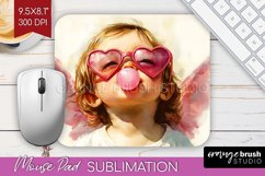 Valentine Angel Mouse Pad Sublimation - Cupid Mousepad PNG Product Image 1