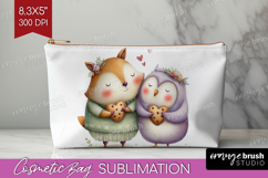 Couple Animals Cosmetic Bag - Valentines Day Makeup Bag PNG Product Image 1