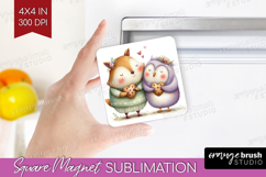 Couple Animals Magnet Sublimation - Valentines Day Square Product Image 1
