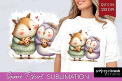 Couple Animals Square Tshirt Background - Valentines Day PNG Product Image 1