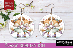 Couple Animals Round Earrings - Valentines Day PNG Product Image 1