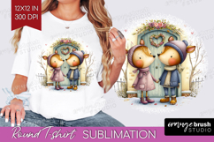 Couple Animals Round Tshirt Background - Valentines Day PNG Product Image 1