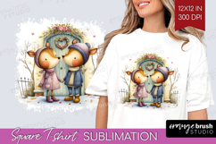 Couple Animals Square Tshirt Background - Valentines Day PNG Product Image 1