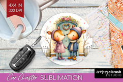 Couple Animals Car Coaster - Valentines Day Coaster PNG Product Image 1