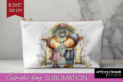 Couple Animals Cosmetic Bag - Valentines Day Makeup Bag PNG Product Image 1