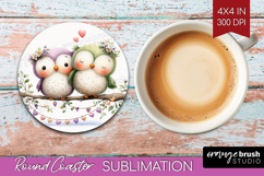 Couple Animals Round Coaster - Valentines Day Coaster PNG Product Image 1
