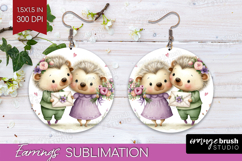 Couple Animals Round Earrings - Valentines Day PNG Product Image 1