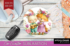Couple Animals Car Coaster - Valentines Day Coaster PNG Product Image 1